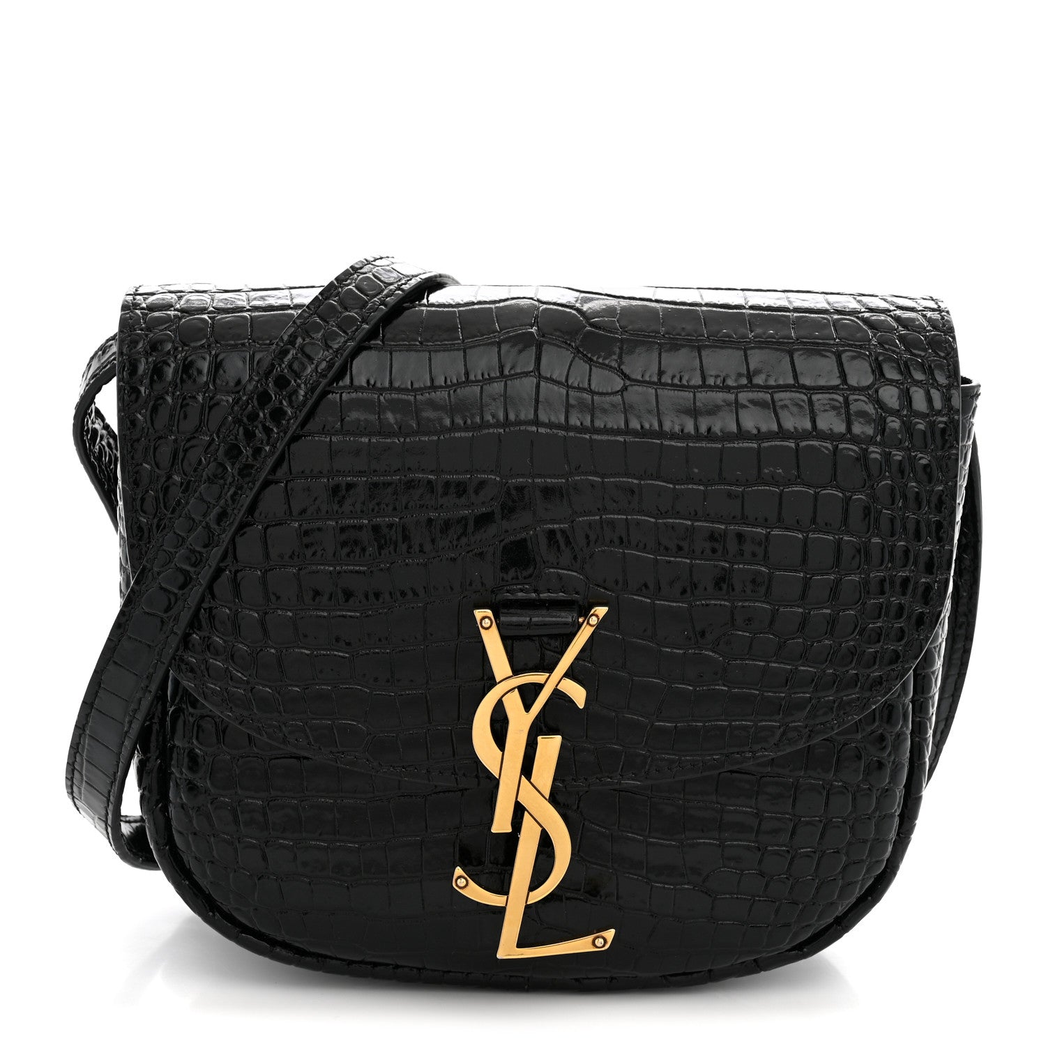 Saint Laurent Crocodile Embossed Calfskin Small Kaia Satchel Black 1 of 11