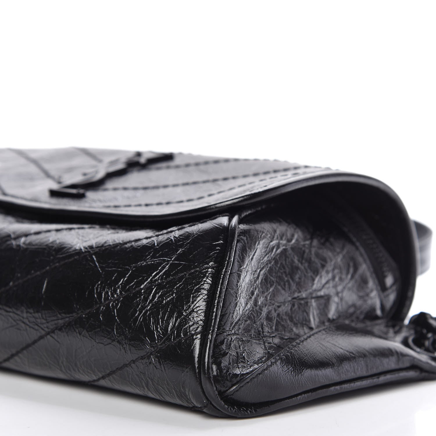 Saint Laurent Crinkled Calfskin Matelasse Monogram Niki Body Bag Black 7 of 10