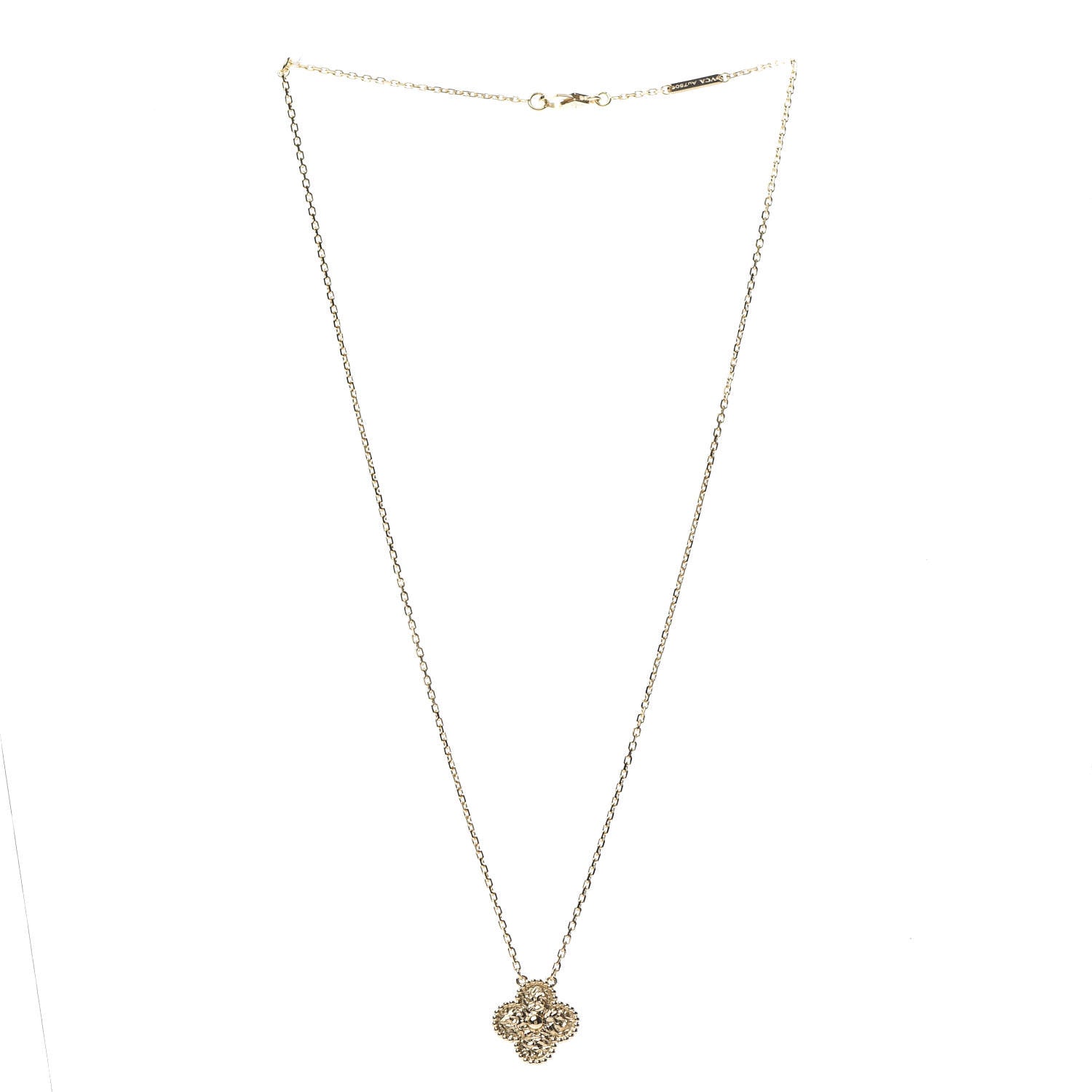 Van Cleef & Arpels 18K Yellow Gold Vintage Alhambra Pendant Necklace 3 of 7