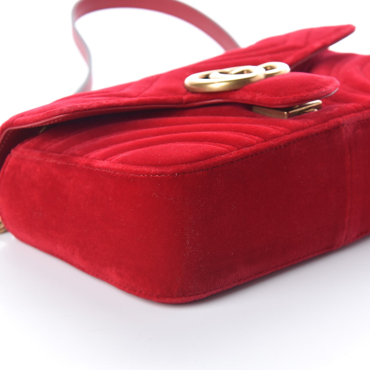 Velvet Matelasse Mini GG Marmont Shoulder Bag Hibiscus Red