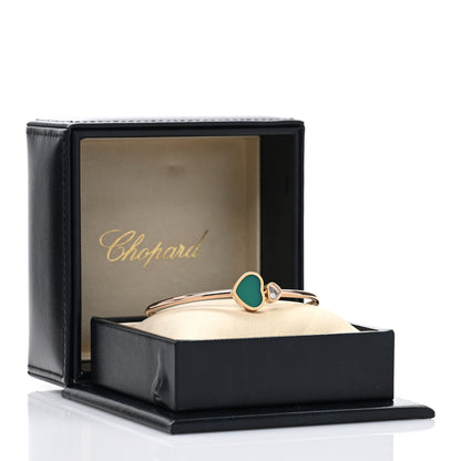 Chopard 18K Rose Gold Diamond Green Agate Happy Hearts Bangle Bracelet 4 of 4