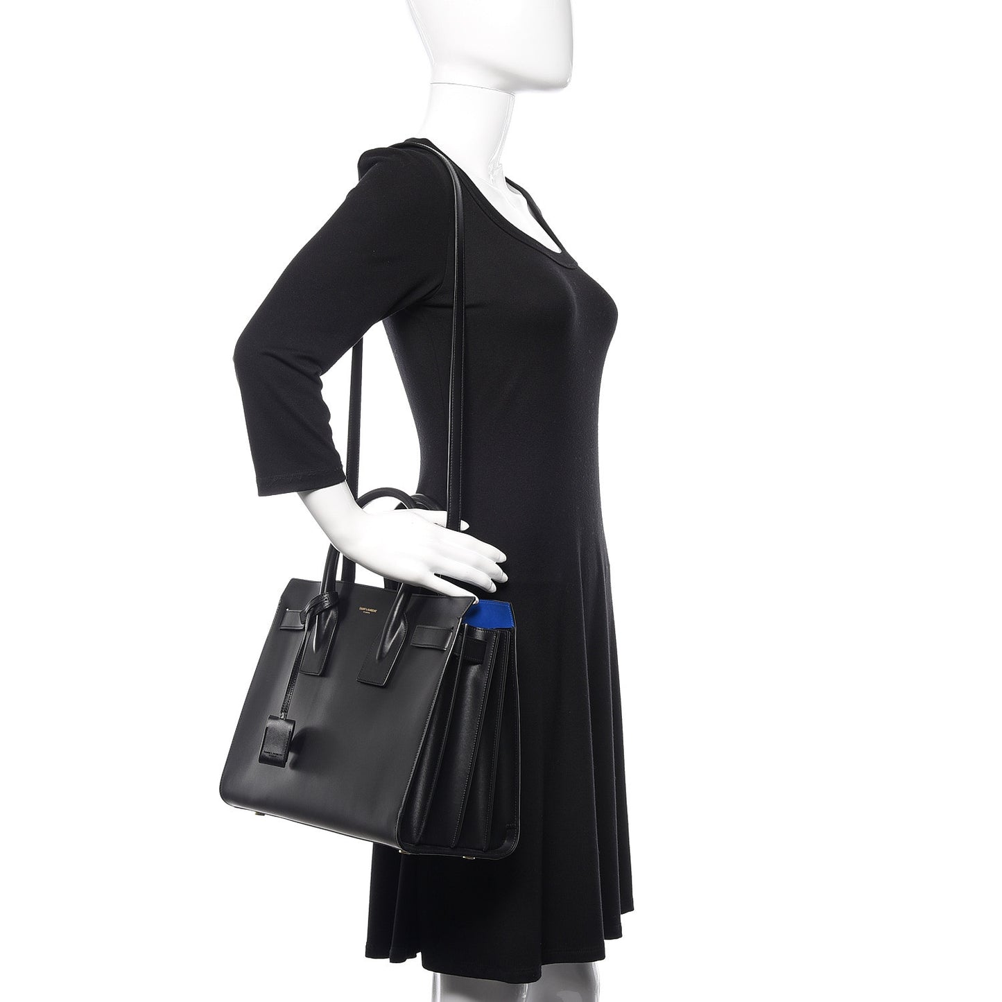 Calfskin Small Sac De Jour Black Royal Blue