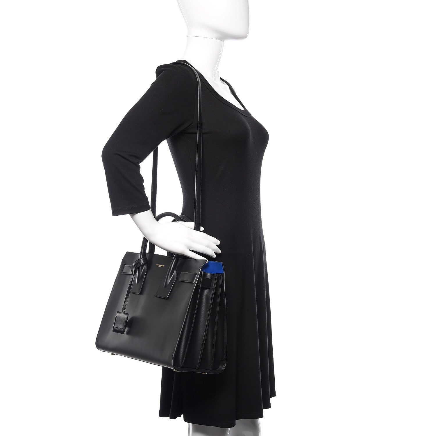 Saint Laurent Calfskin Small Sac De Jour Black Royal Blue 2 of 9