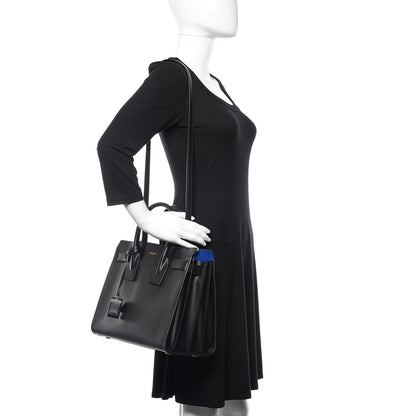 Saint Laurent Calfskin Small Sac De Jour Black Royal Blue 2 of 9