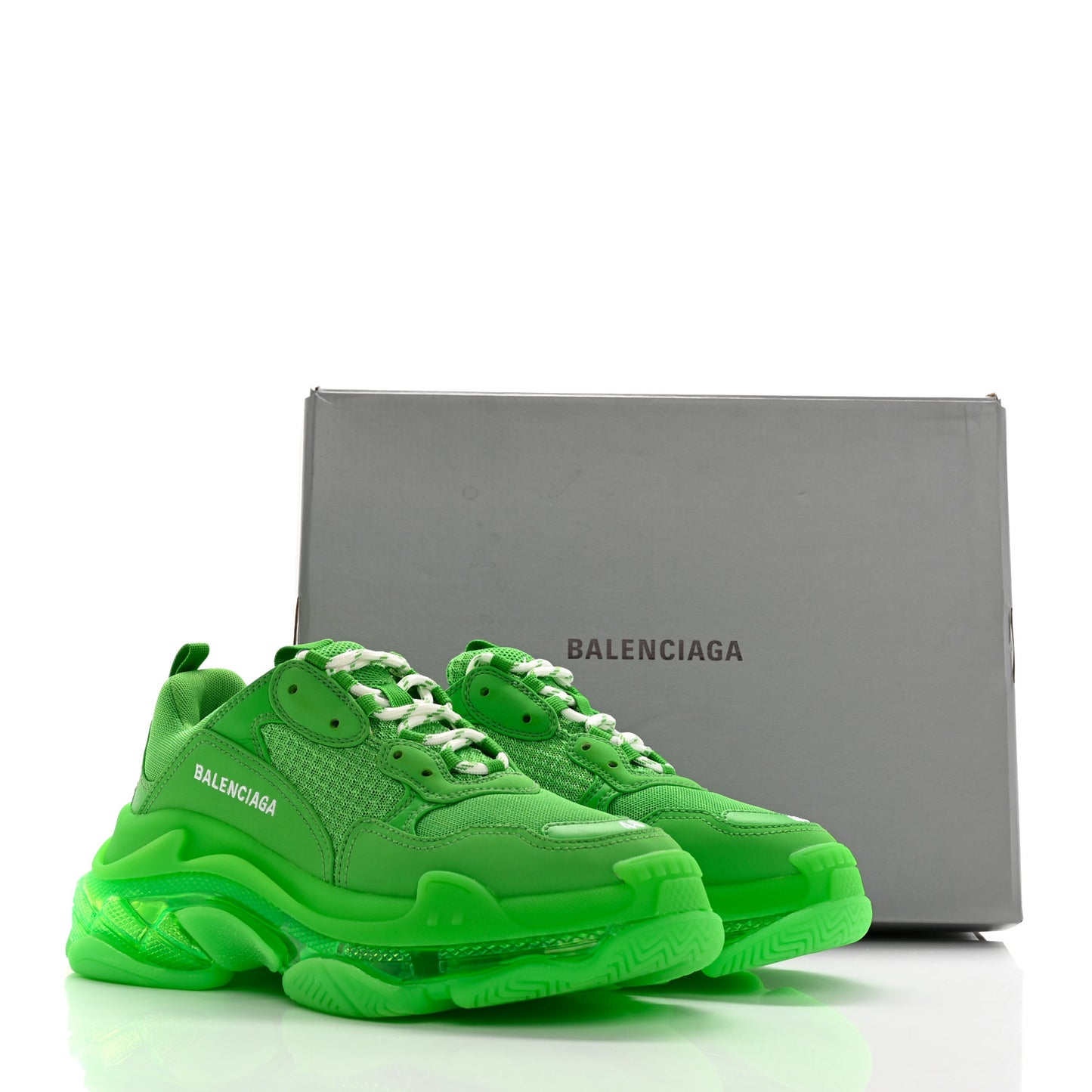 Fabric Mesh Clear Sole Womens Triple S Sneakers 40 Green