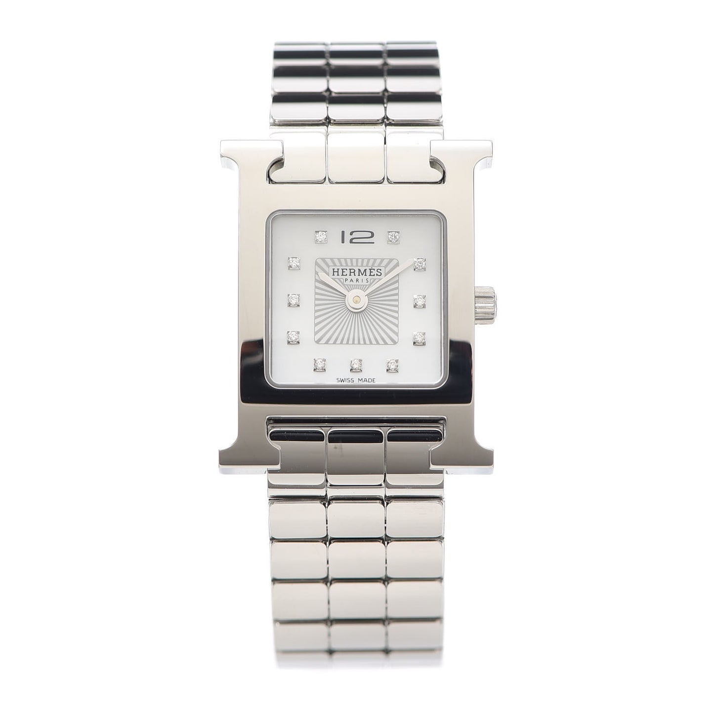 Stainless Steel Diamond Mother of Pearl 21mm Heure H Hour Quartz Watch