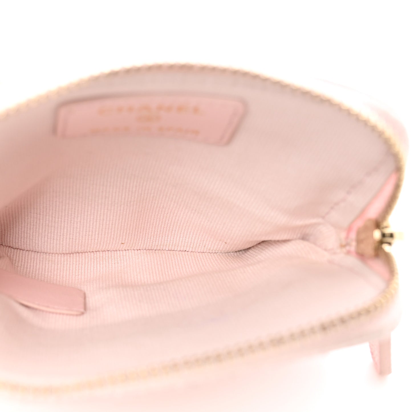 Caviar Quilted Crystal Zip Card Holder Wallet Light Pink