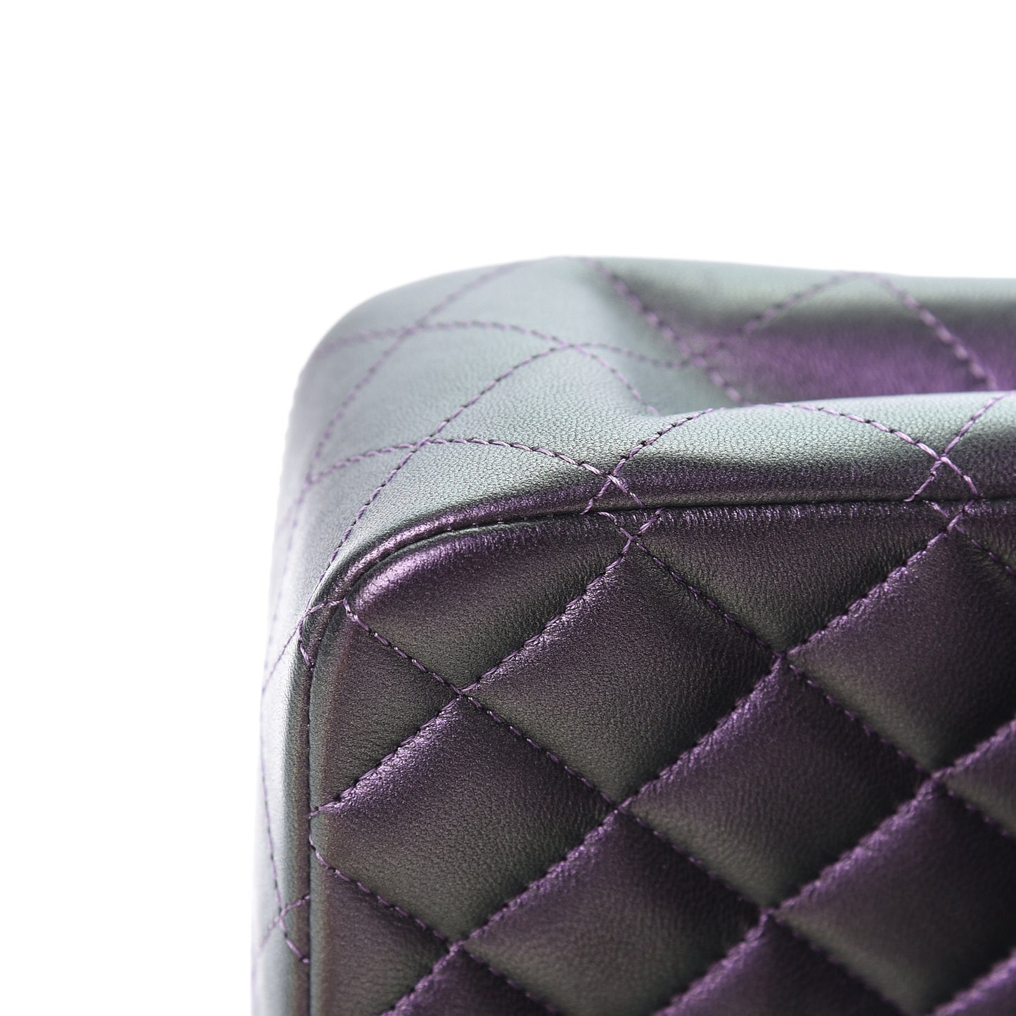 Iridescent Lambskin Quilted Mini Square Flap Dark Purple