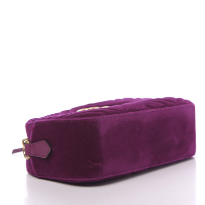 Gucci Velvet Matelasse Small GG Marmont Chain Shoulder Bag Fuchsia Violet Cyclamen 4 of 10
