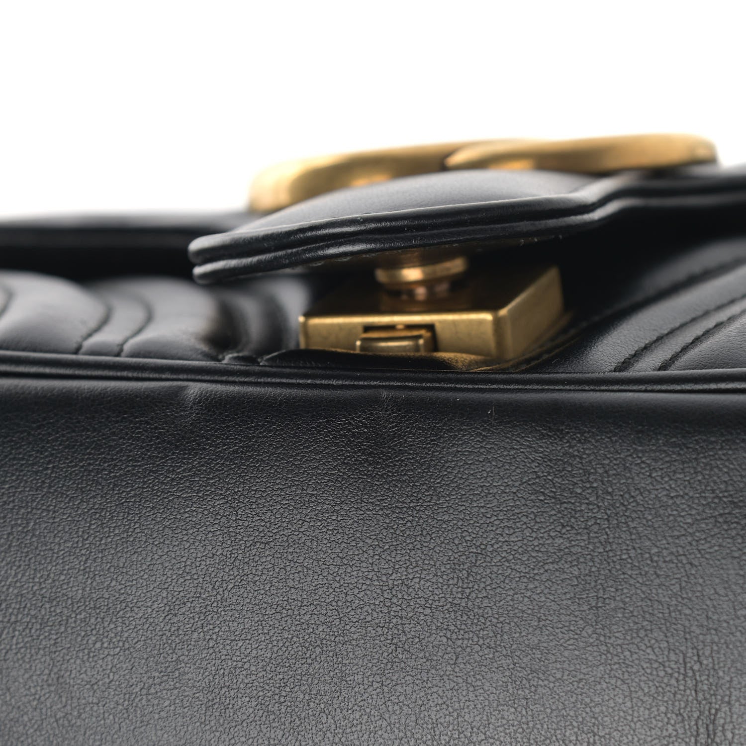 Gucci Calfskin Matelasse Small GG Marmont Shoulder Bag Black 13 of 17