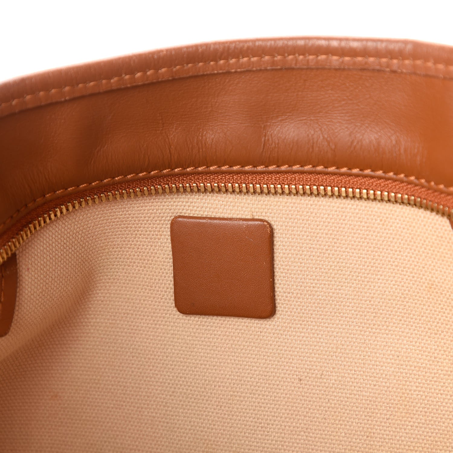 MCM Visetos Dog Bone Striped Shopper Tote Cognac 6 of 9