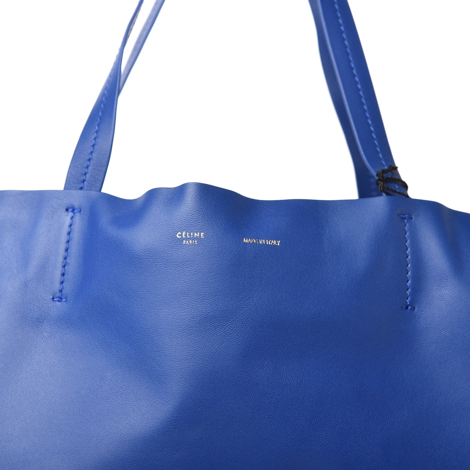 Celine Lambskin Horizontal Bi-Color Cabas Royal Blue Khaki 9 of 9