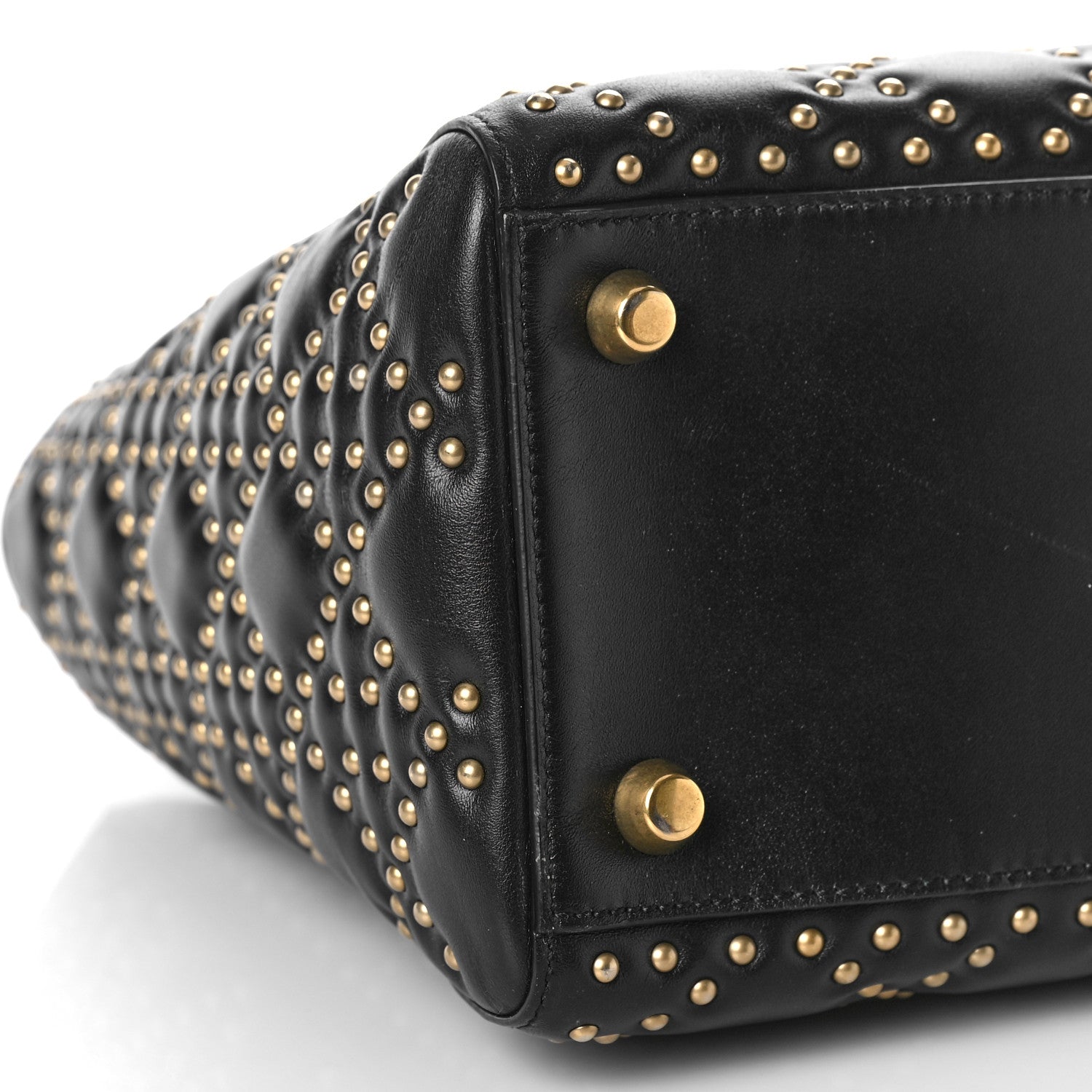 Christian Dior Calfskin Cannage Studded Medium Supple Lady Dior Black 7 of 12