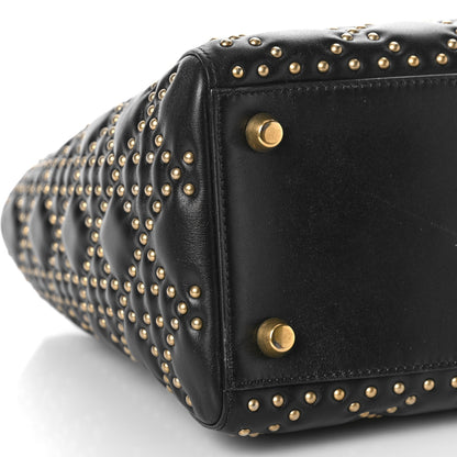 Christian Dior Calfskin Cannage Studded Medium Supple Lady Dior Black 7 of 12