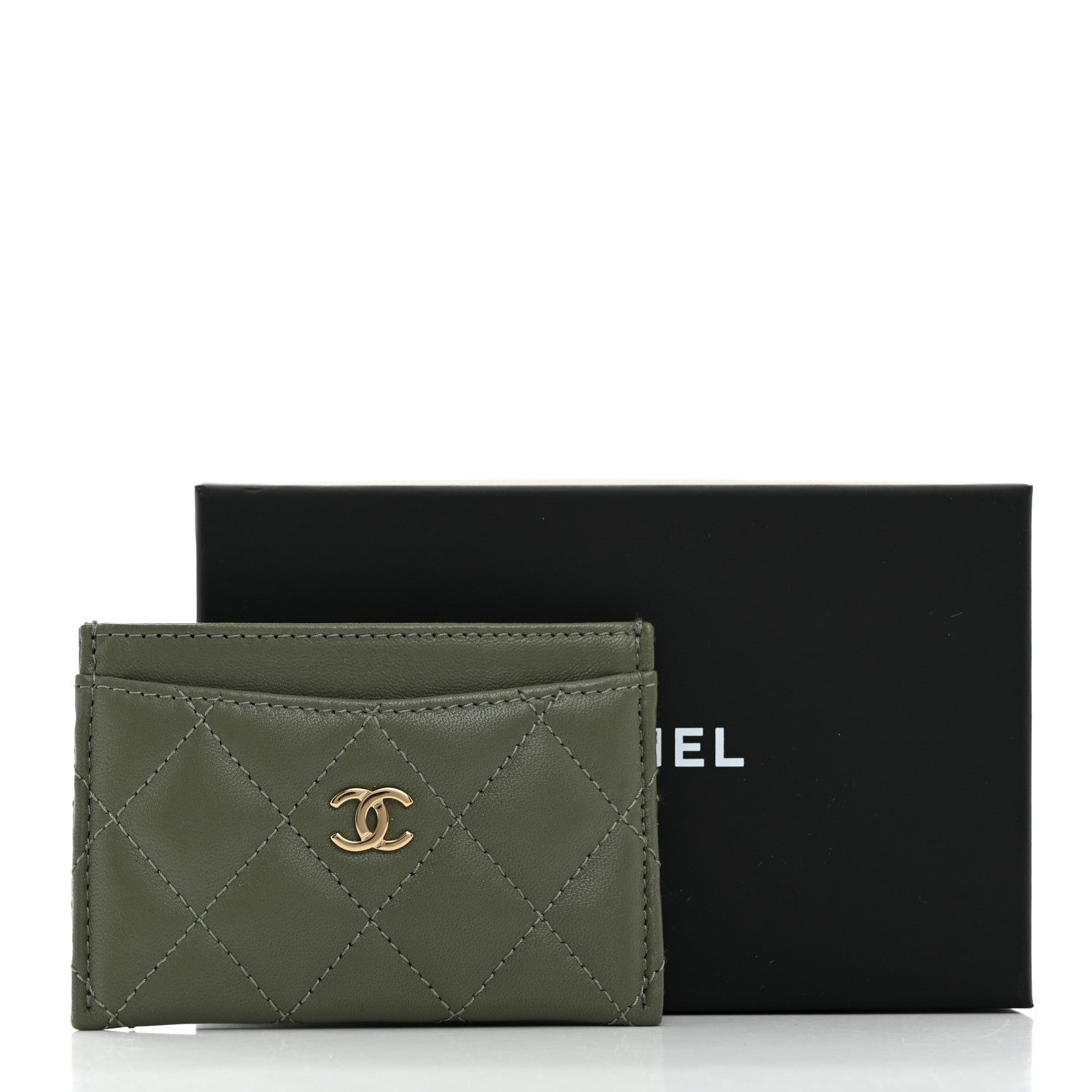 Chanel Lambskin Quilted Card Holder Khaki 9 of 9