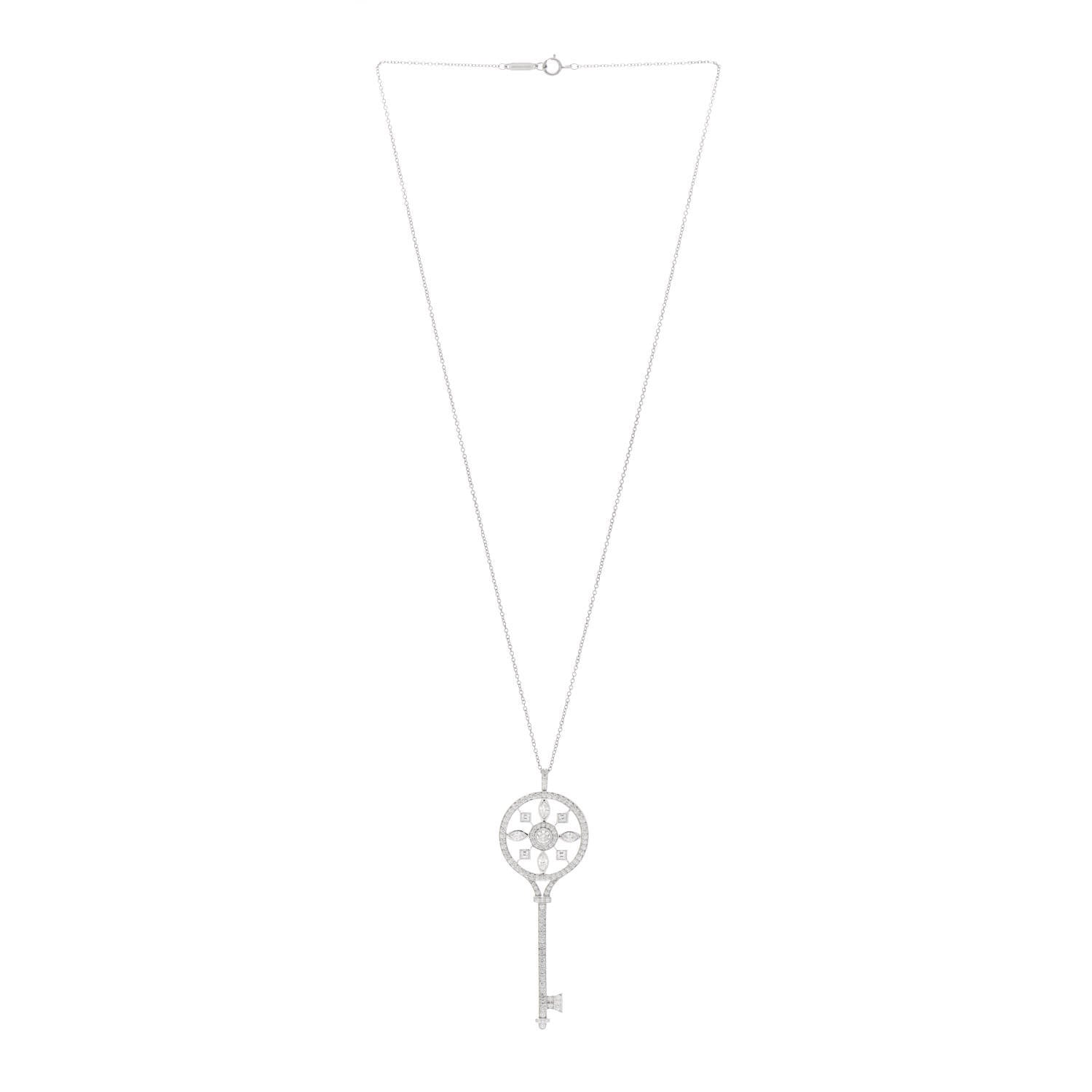 Tiffany Platinum Diamond Kaleidoscope Key Pendant Necklace 2 of 4