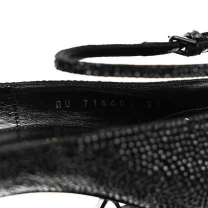 Saint Laurent Crystal Embellished Opyum Ankle Strap Sandals 37 Black 7 of 9