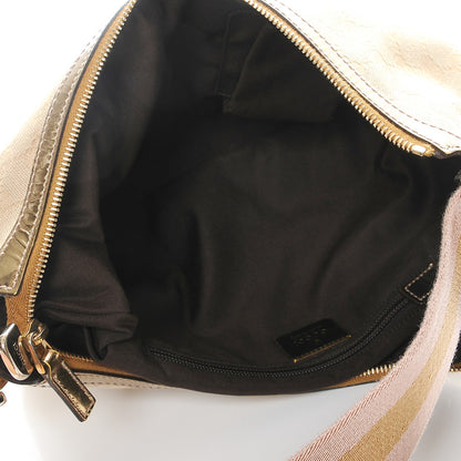 Gucci Monogram Web Medium Half Moon Hobo Gold Pink 5 of 8