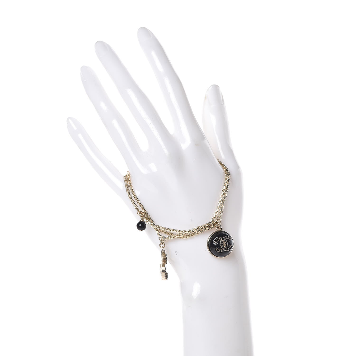 Chanel Resin Bead Charms Bracelet Black Gold 2 of 5