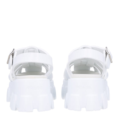 Prada Foam Rubber Metal Triangle Logo Monolith 55mm Cage Sandals 38 White 6 of 10