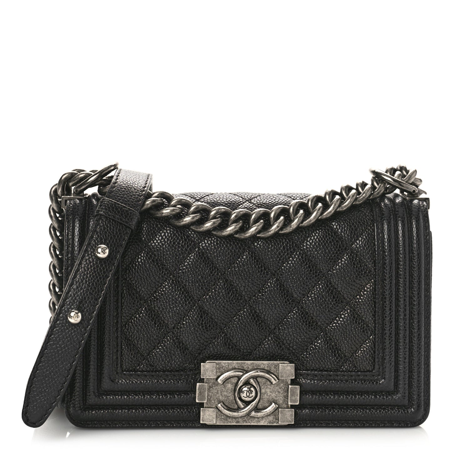 Caviar Quilted Small Boy Flap Black