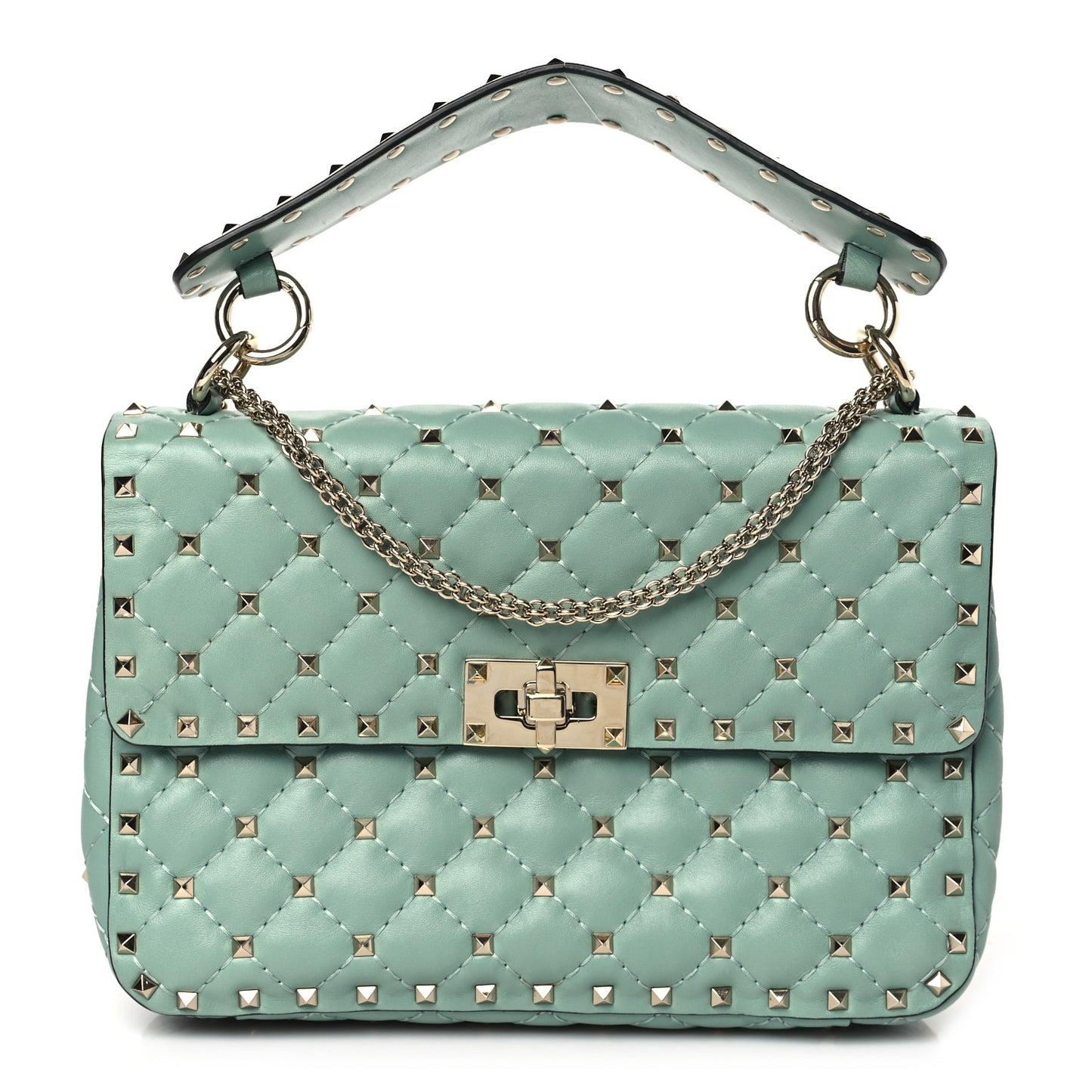 Nappa Medium Rockstud Spike Shoulder Bag Morning Dew
