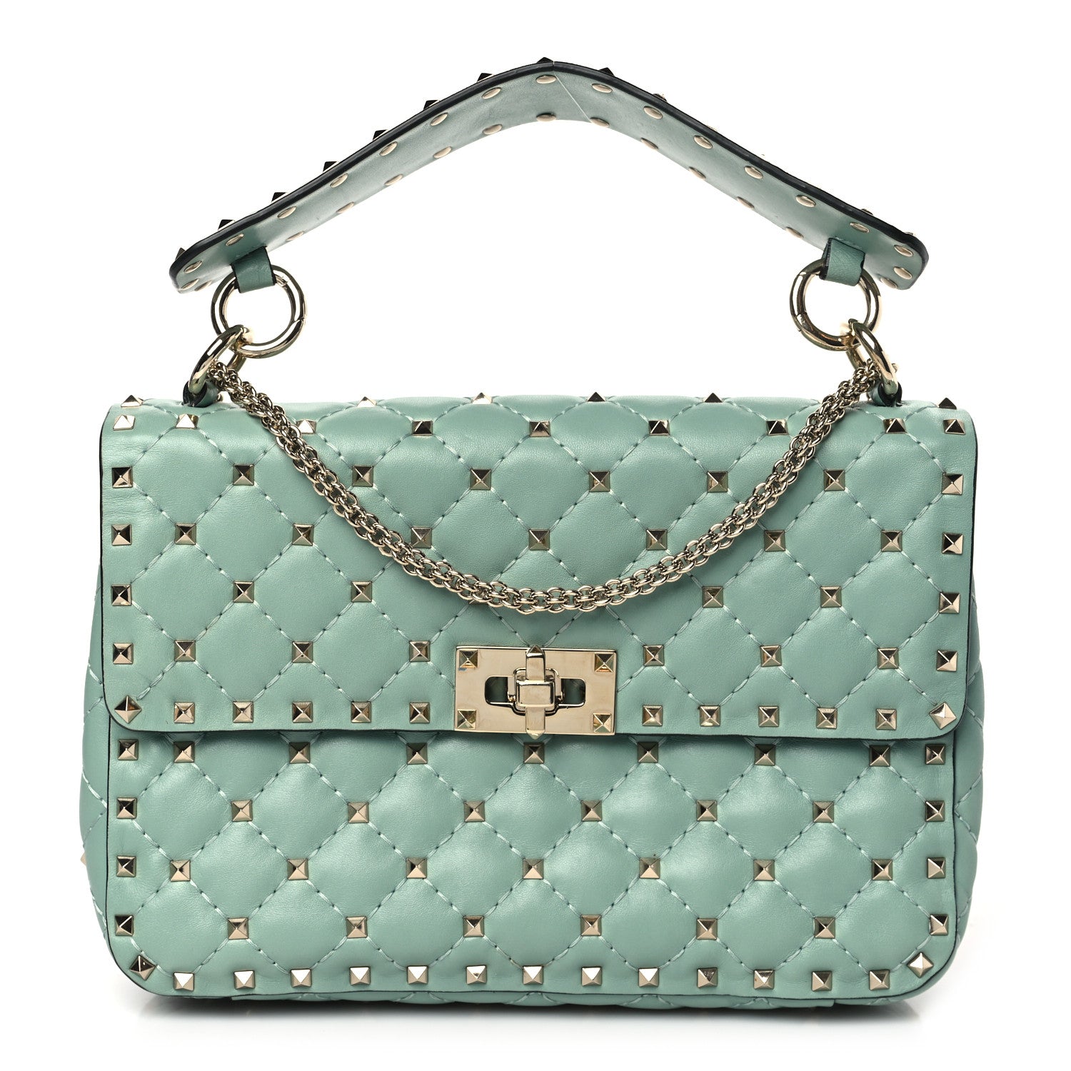 Valentino Garavani Nappa Medium Rockstud Spike Shoulder Bag Morning Dew 1 of 9