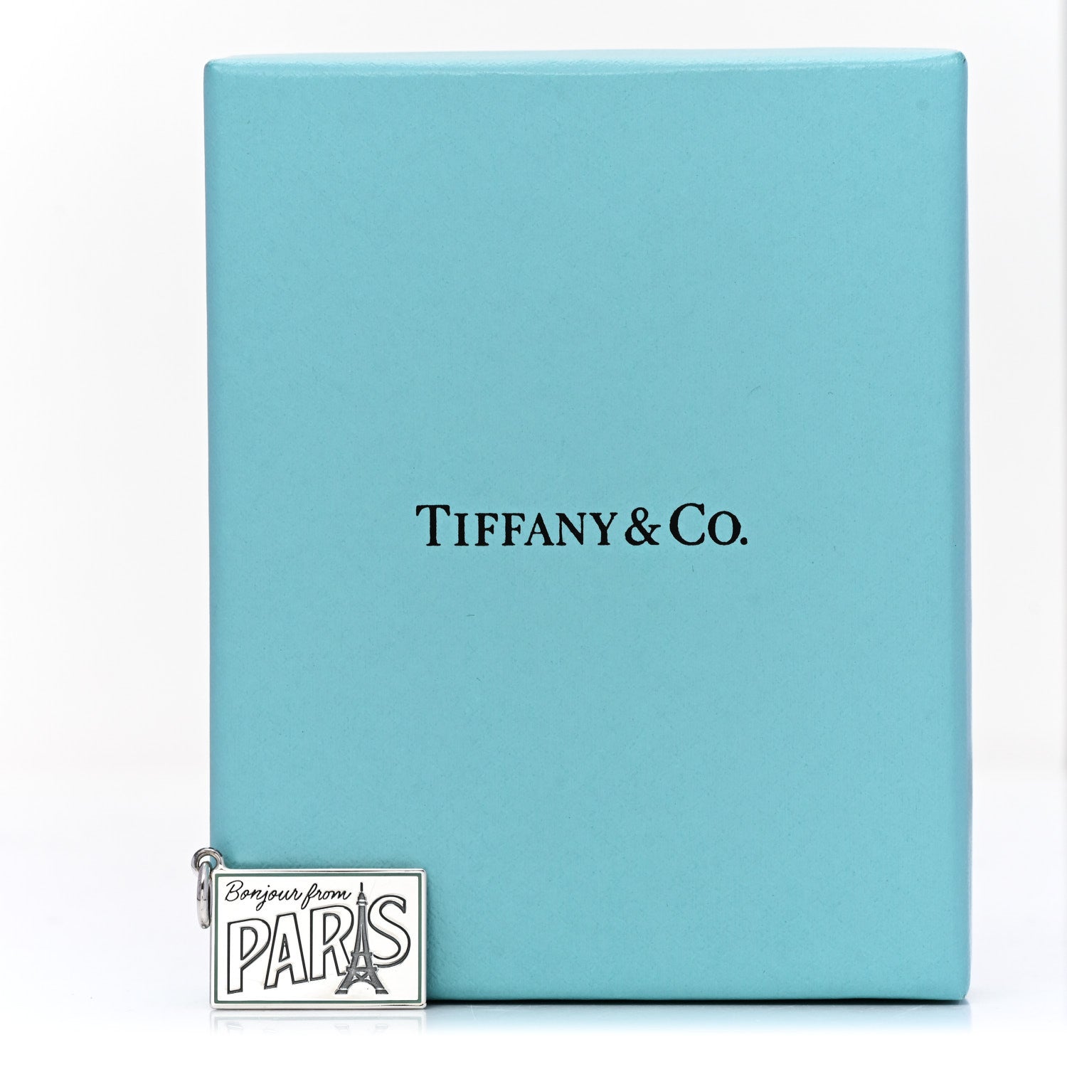 Tiffany Sterling Silver Enamel Paris Postcard Charm Blue 5 of 5