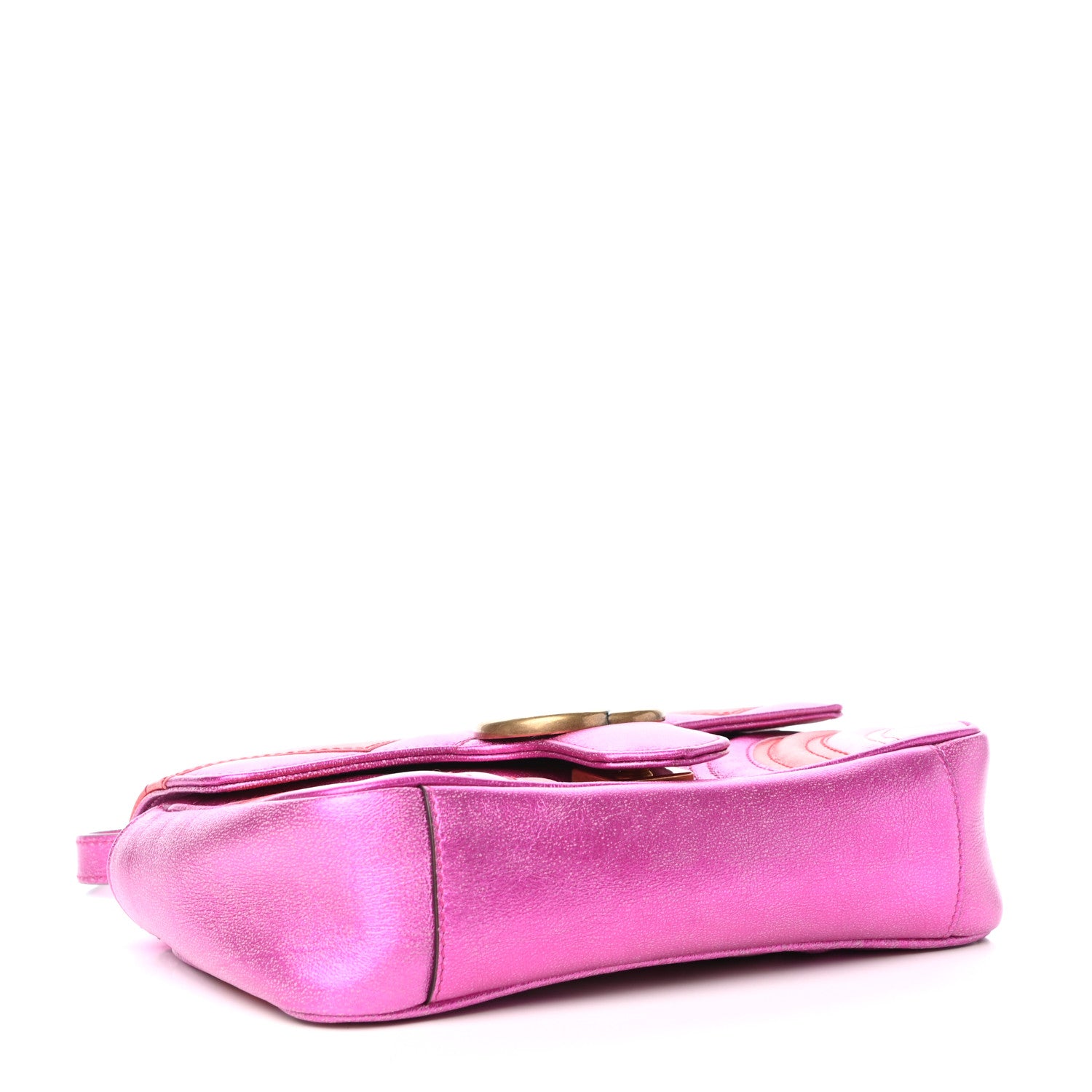 Gucci Metallic Calfskin Matelasse Mini GG Marmont Shoulder Bag Fuchsia 4 of 9