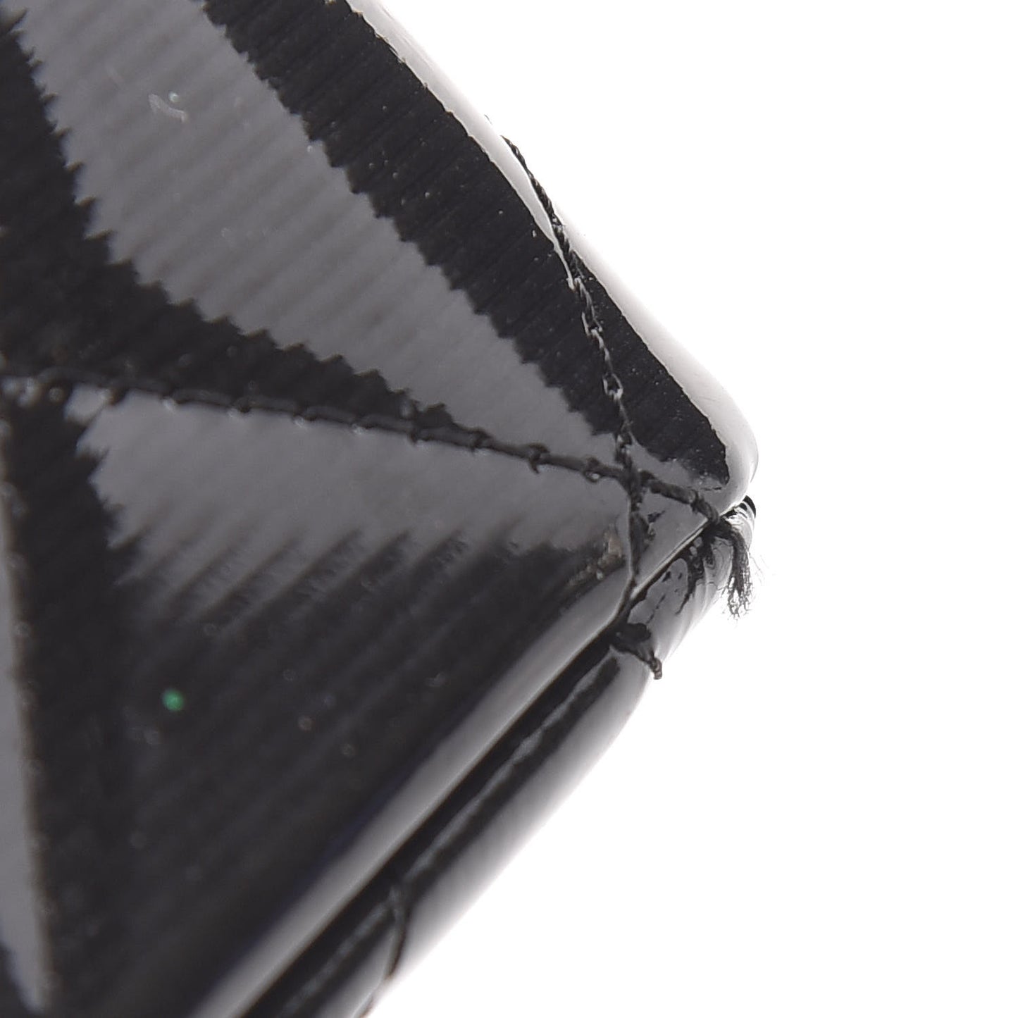 Striated Patent Quilted Jumbo Double Flap Black