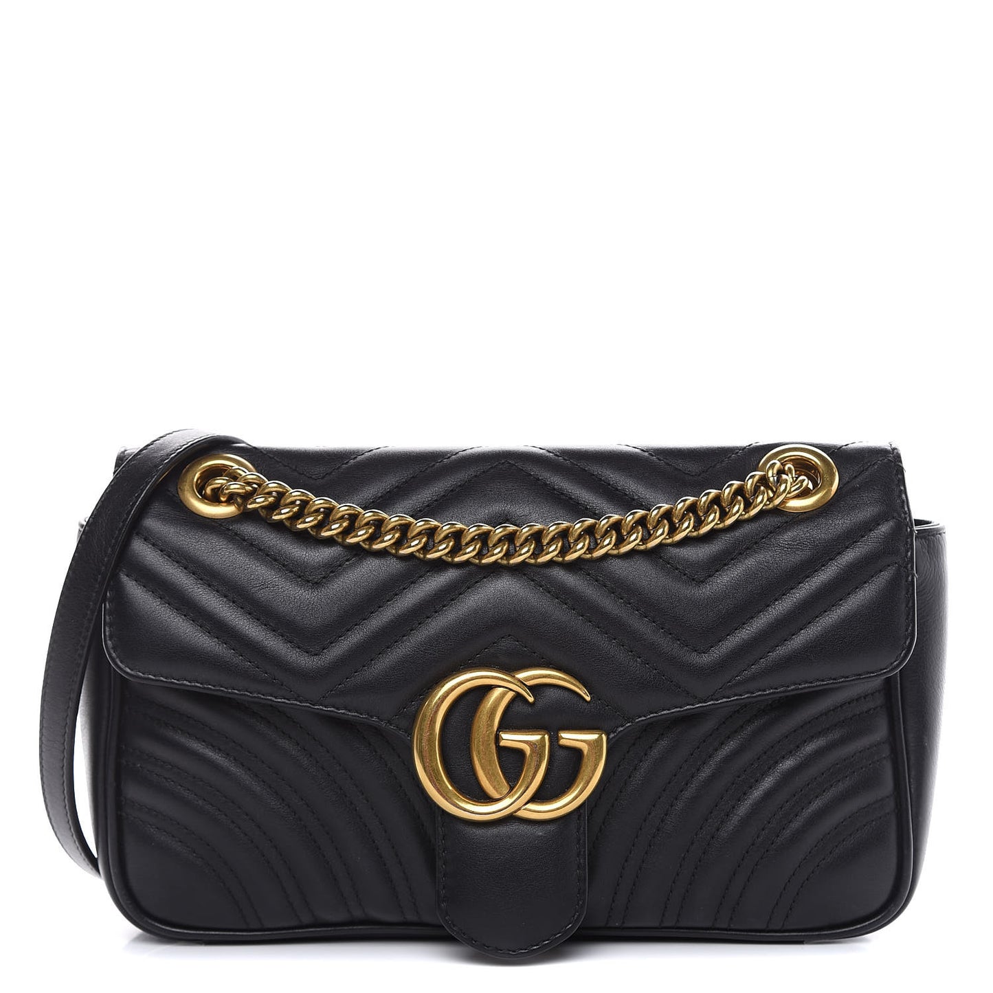 Calfskin Matelasse Small GG Marmont Shoulder Bag Black