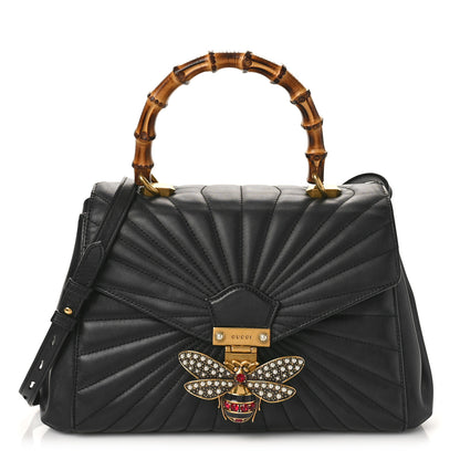 Gucci Calfskin Bamboo Trapuntata Queen Margaret Top Handle Bag Black 1 of 9