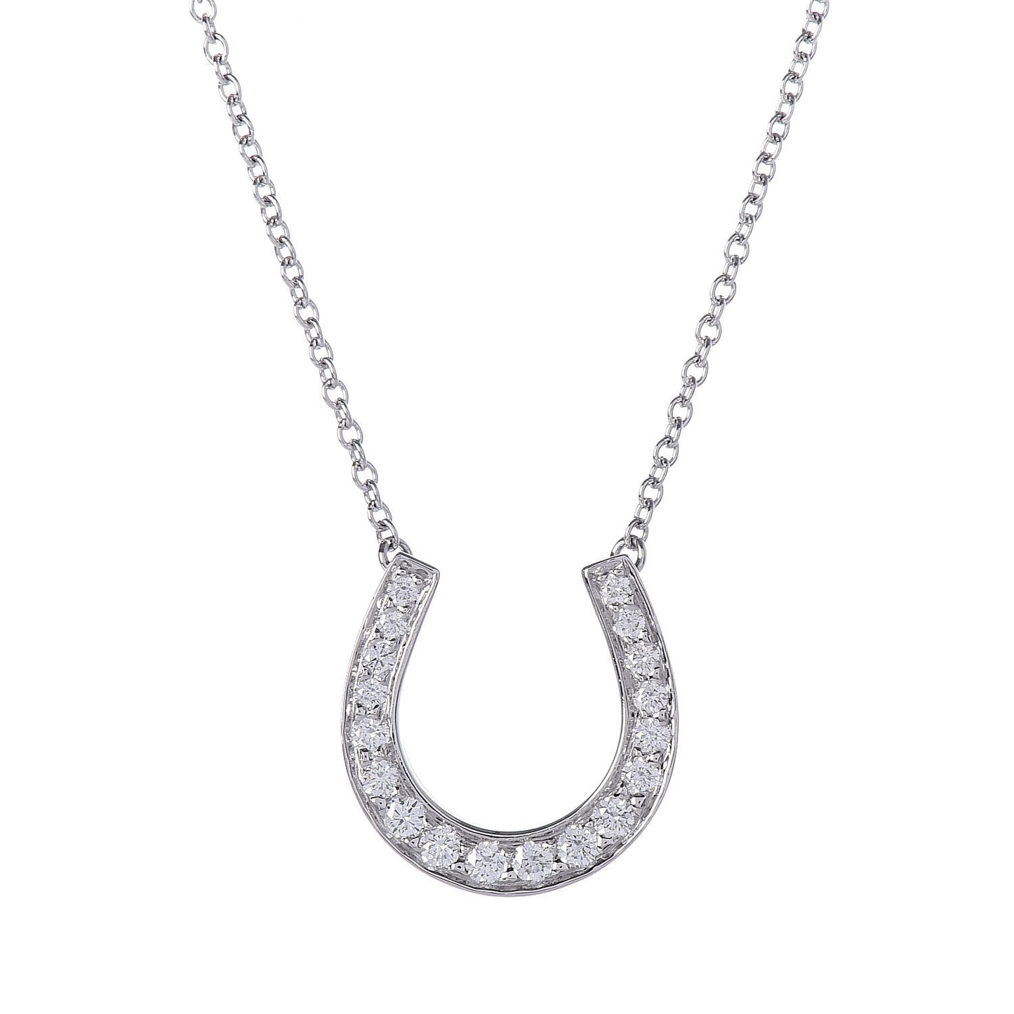 Platinum Diamond Horseshoe Pendant Necklace