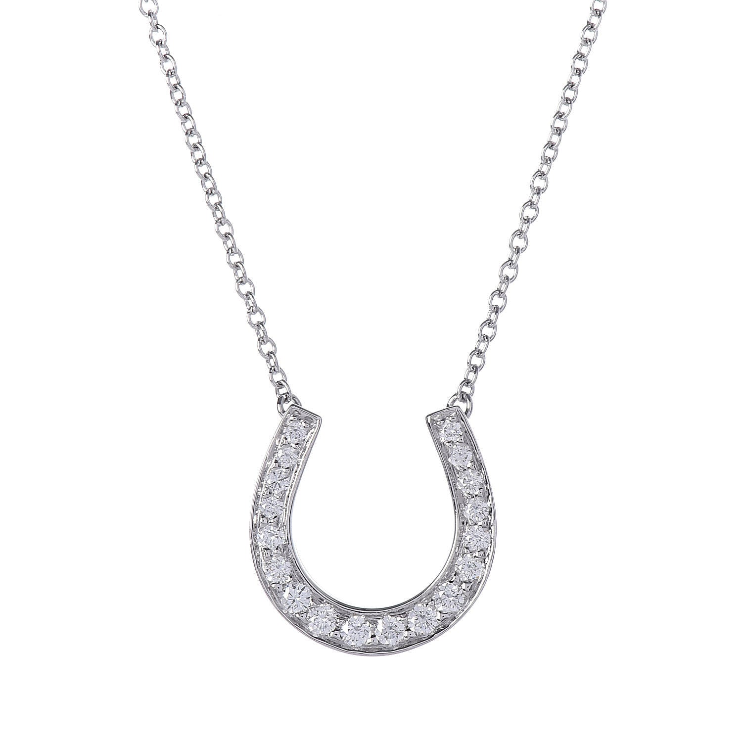 Tiffany Platinum Diamond Horseshoe Pendant Necklace 4 of 7