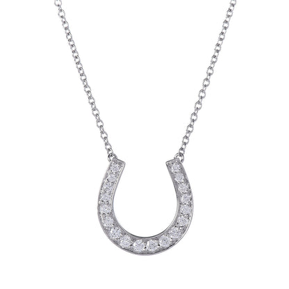 Tiffany Platinum Diamond Horseshoe Pendant Necklace 4 of 7