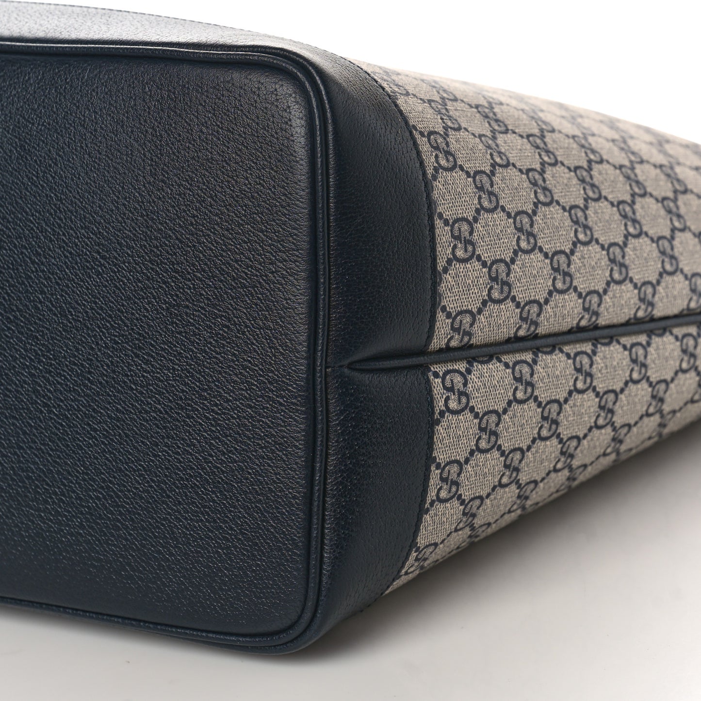GG Supreme Monogram Textured Dollar Calfskin Web Large Ophidia Tote Beige Blue