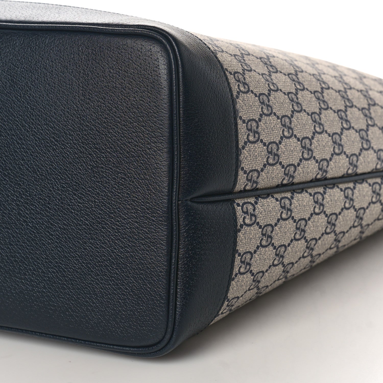 Gucci GG Supreme Monogram Textured Dollar Calfskin Web Large Ophidia Tote Beige Blue 10 of 10