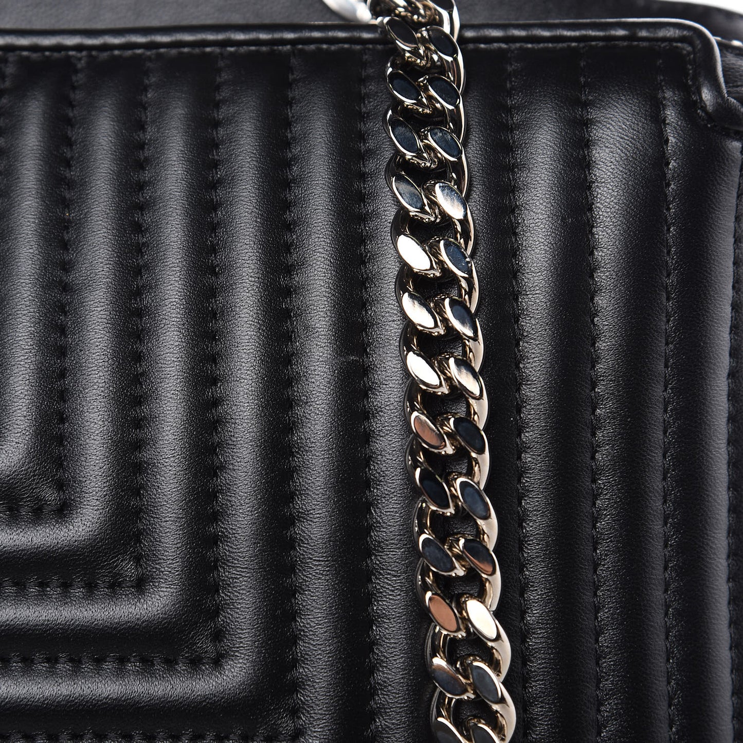 Shiny Nappa Trapuntata Small DotCom Click Chain Satchel Black