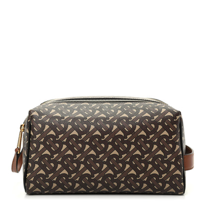 Burberry E-Canvas Monogram Travel Pouch Bridle Brown 1 of 9