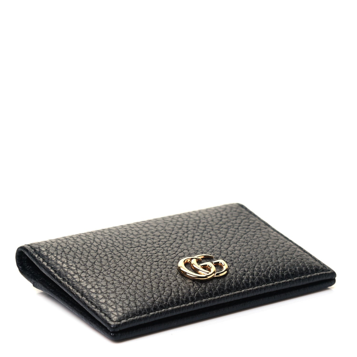 Gucci Pebbled Calfskin GG Marmont Card Case Black 3 of 4