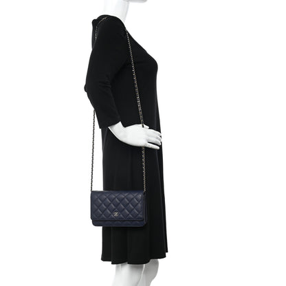 Chanel Caviar Quilted Wallet On Chain WOC Navy Blue 2 of 11