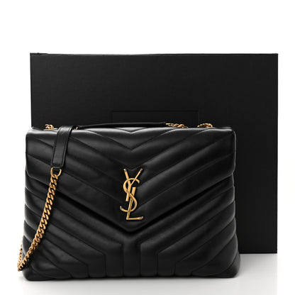 Saint Laurent Calfskin Y Quilted Monogram Medium Loulou Chain Satchel Black 14 of 14