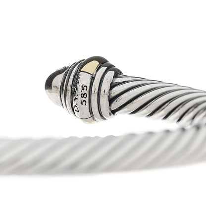 David Yurman Sterling Silver 14K Yellow Gold Diamond 5mm Cable Classics Bracelet 3 of 5