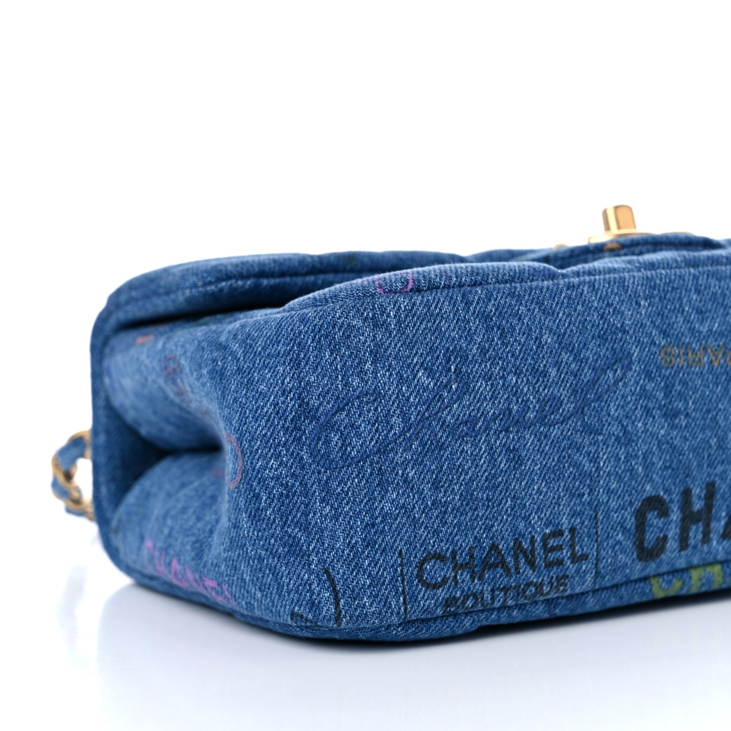 Denim Quilted Mini Denim Mood Rectangular Flap Blue Multicolor