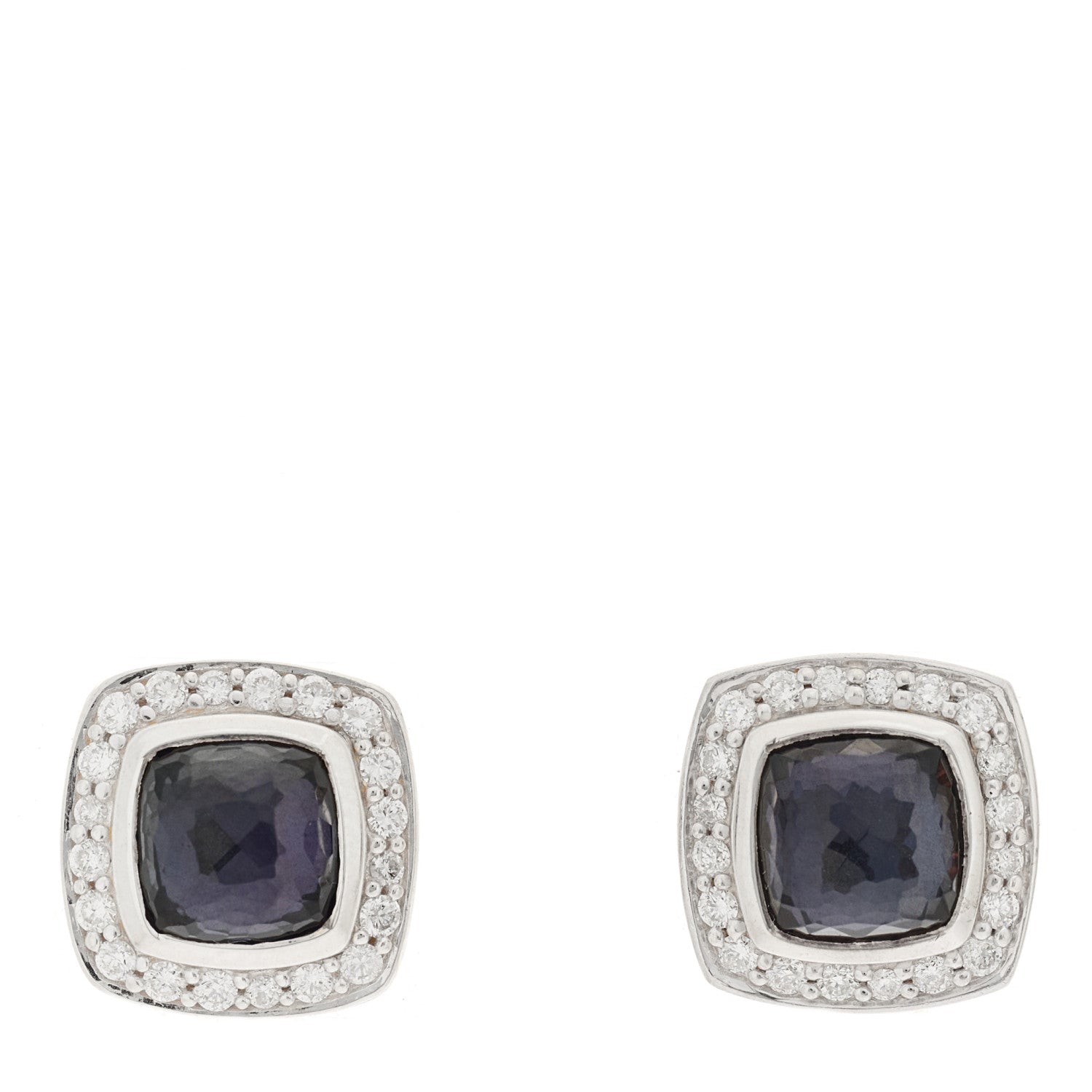 David Yurman Sterling Silver Diamond Black Orchid 5mm Albion Earrings 1 of 4