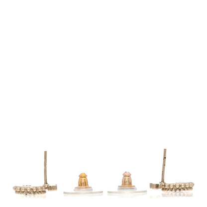 Chanel CC Bow Earrings Black Gold 3 of 4