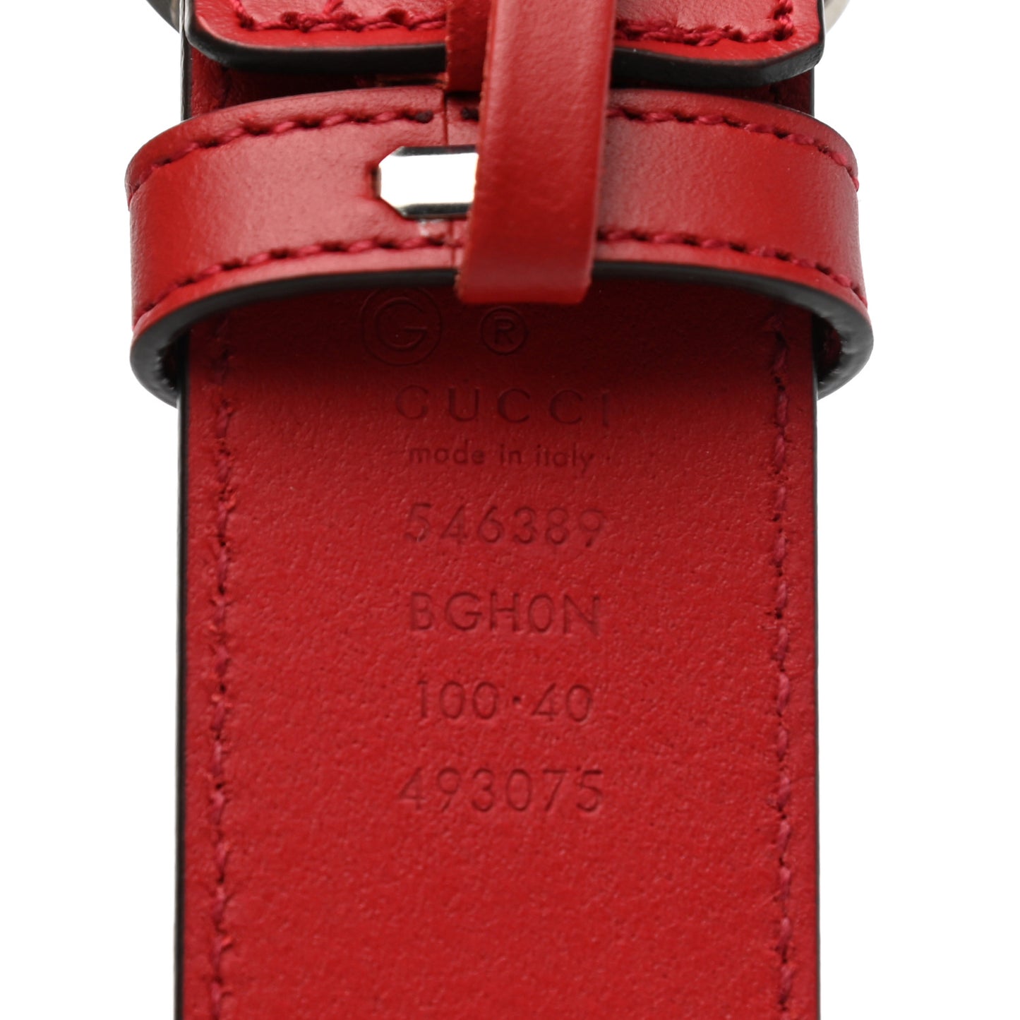 Selleria Calfskin Mens Interlocking G 37mm Belt Rosso