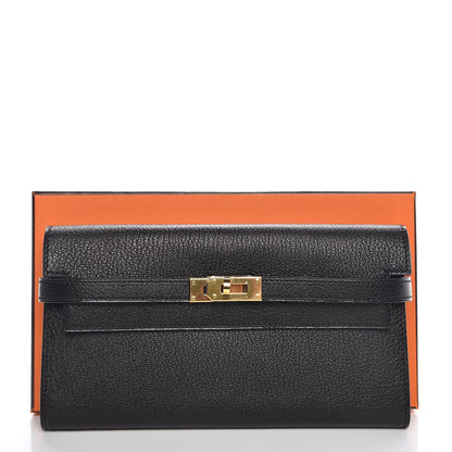 Hermes Chevre Mysore Kelly Longue Wallet Black 8 of 8