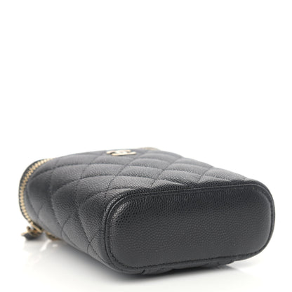 Chanel Caviar Quilted Small Vertical Coco Beauty Vanity Case With Chain Black 4 of 9