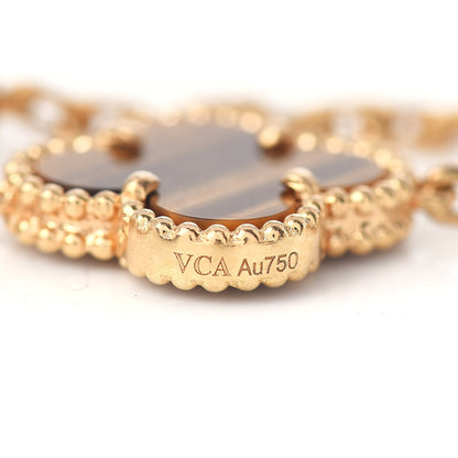 Van Cleef & Arpels 18K Yellow Gold Tiger Eye 5 Motifs Vintage Alhambra Bracelet 4 of 4